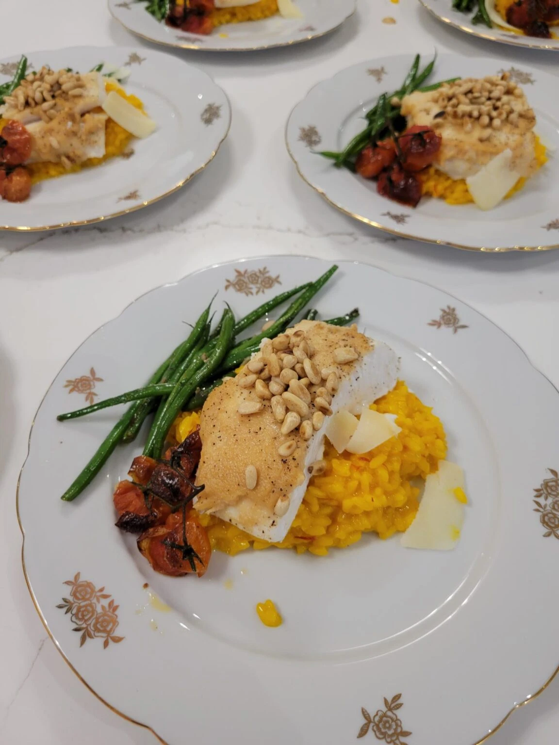 fish entree with risotto